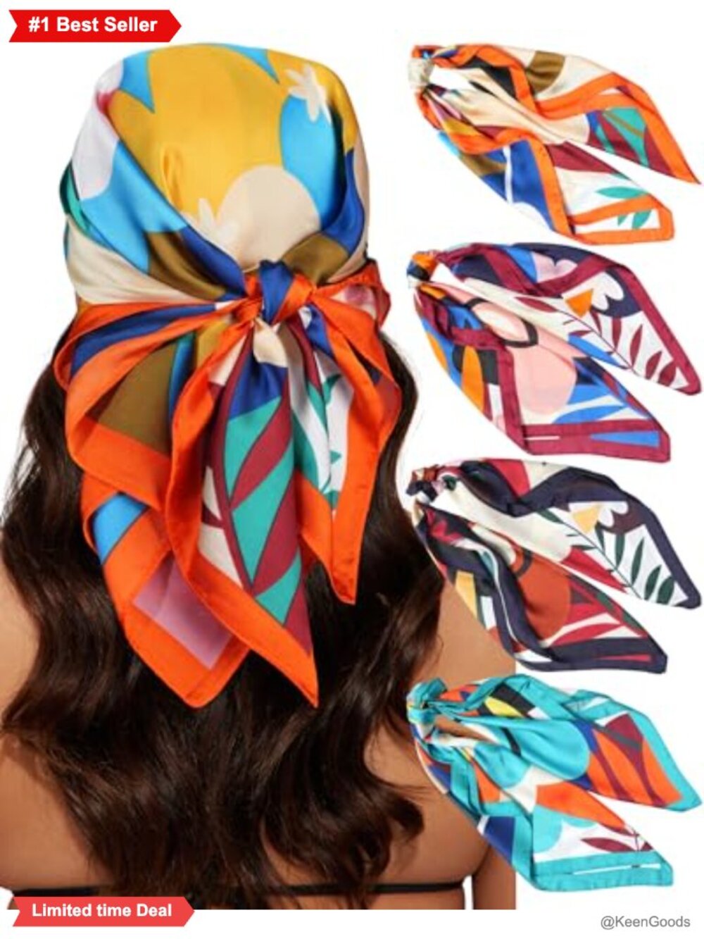 Satin Silk Feel Head Scarf Set Lightweight Hair Bandanas Neck Scarf Wrap